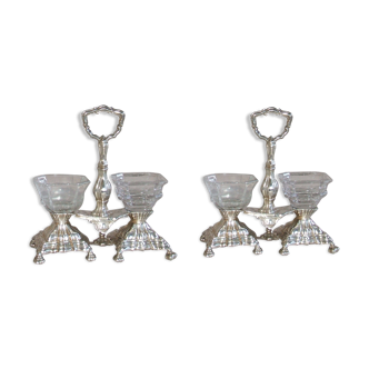 Pair of minerva massive silver salt shakers
