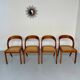 Set of 4 Baumann chairs, Gondola model, wood and cane, 70s