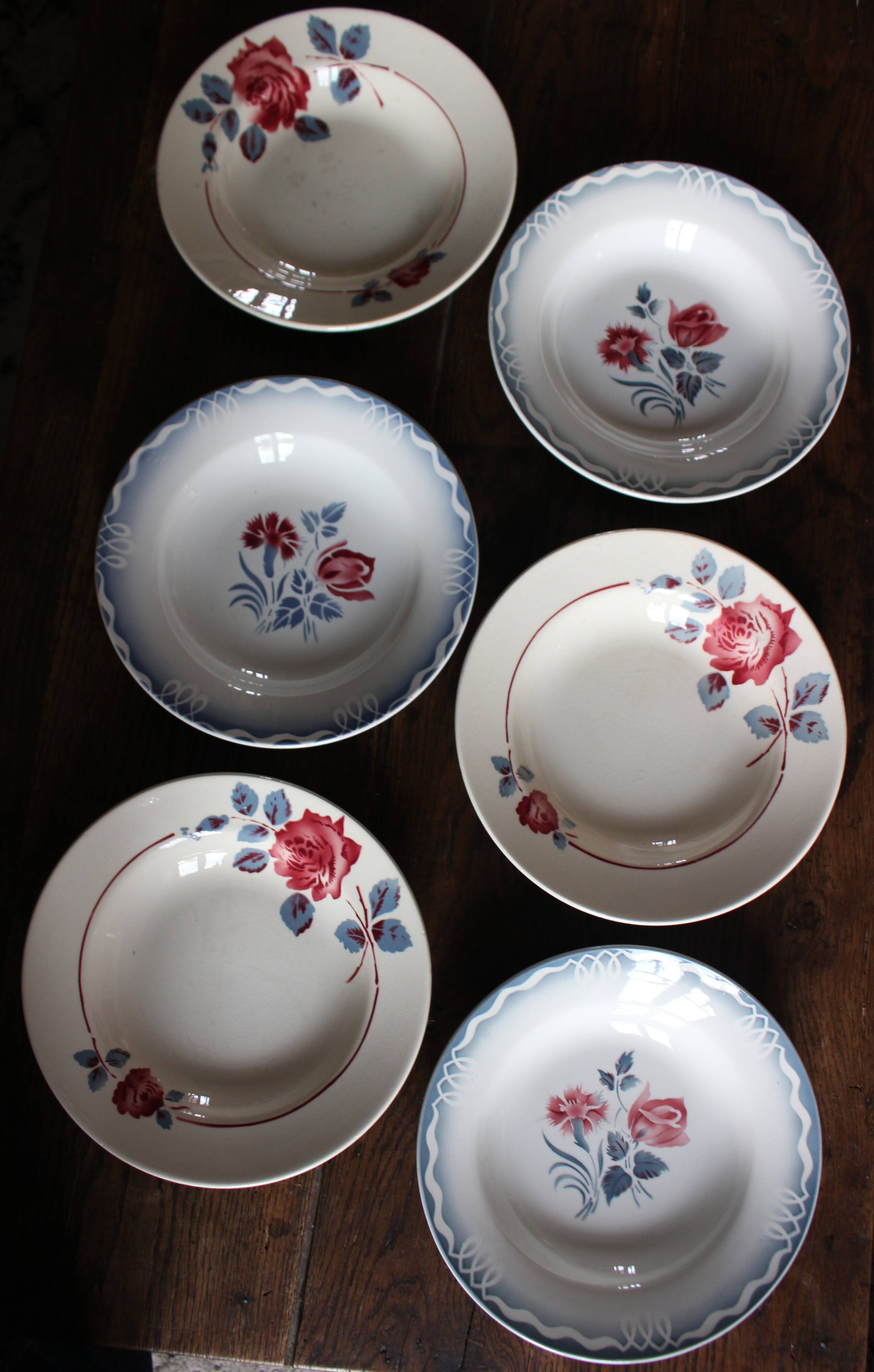 6 Art Deco deep plates Marinette Juliette Digoin Sarreguemines