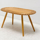 Mid century rattan stool by Jan Kalous for ÚLUV, 1960´s, Czechoslovakia