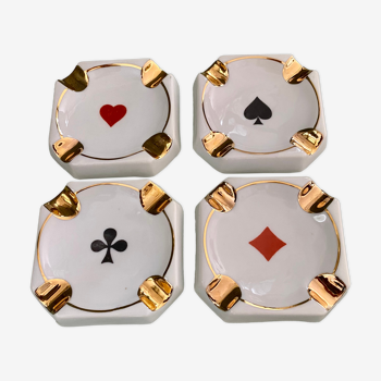 Ashtrays bridge, belote, poker, porcelain card games of Limoges