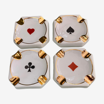 Cendriers bridge, belote, poker, jeux de cartes porcelaine de Limoges