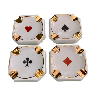 Ashtrays bridge, belote, poker, porcelain card games of Limoges