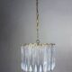 Murano Mazzega chandelier, iridescent white frosted glass, Italy 1960
