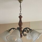 4-branch blown glass chandelier