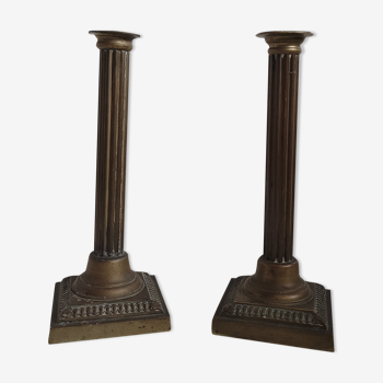 Duo brass candle holders column