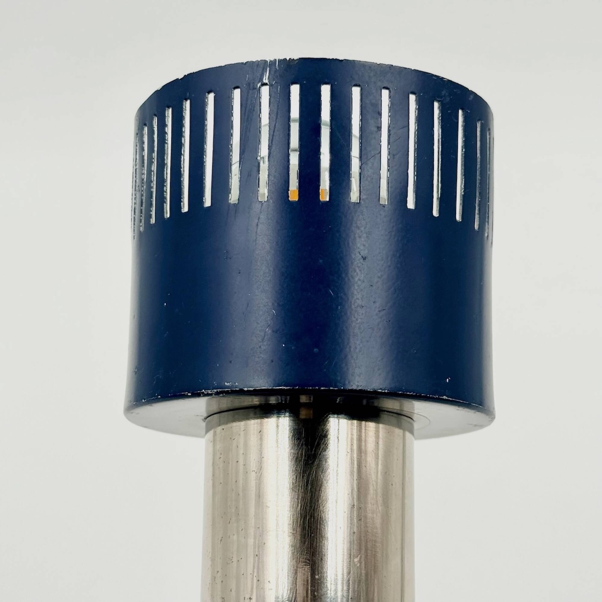 Vintage blue and chrome desk lamp from the 70s.