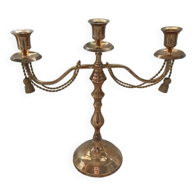 Chandelier ancien en métal avec 3 bras