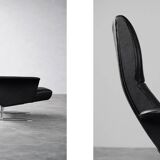 Vintage Mid-Century Modern Danish Black Leather Lounge Chair by Georg Thams