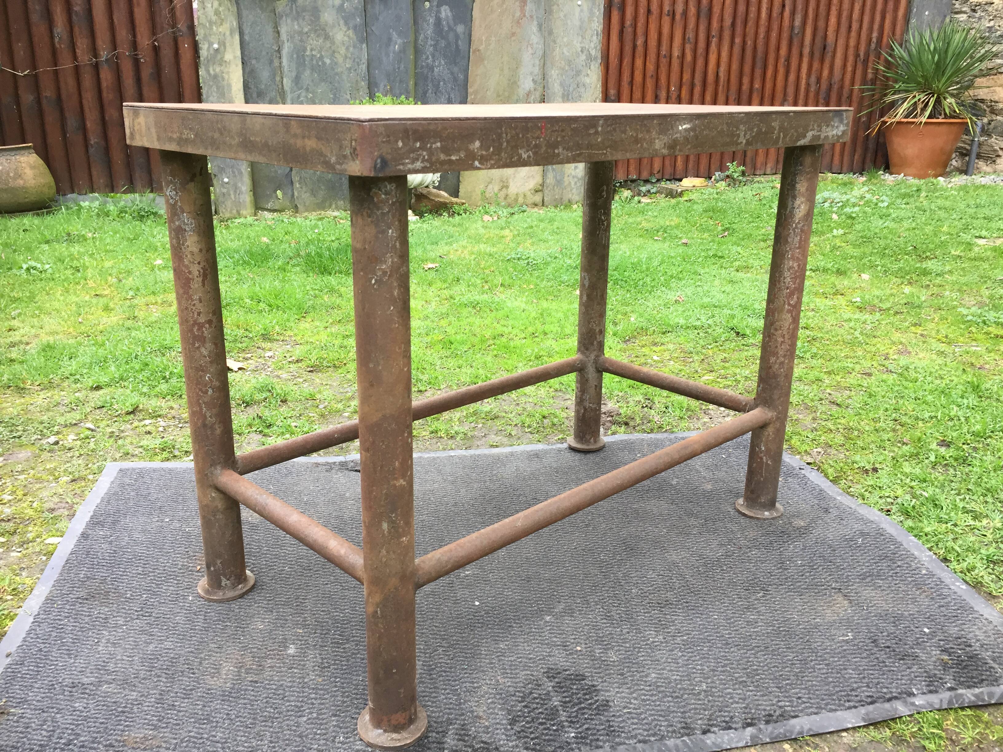 Vintage metal table from an industrial workshop for a makeover