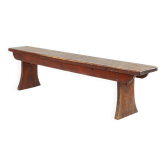Banc rustique français en chêne brun, vers 1900