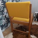 Chair in elm and fabric, 50