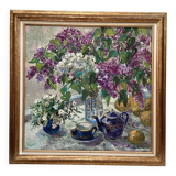 Oil painting on canvas signed dimensions: height -74cm- Length -75cm-