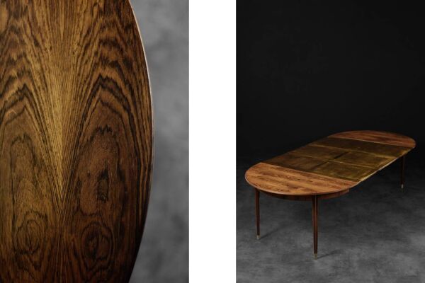 Table de salle à manger pliante ronde vintage en palissandre par agner christoffersen, danemark