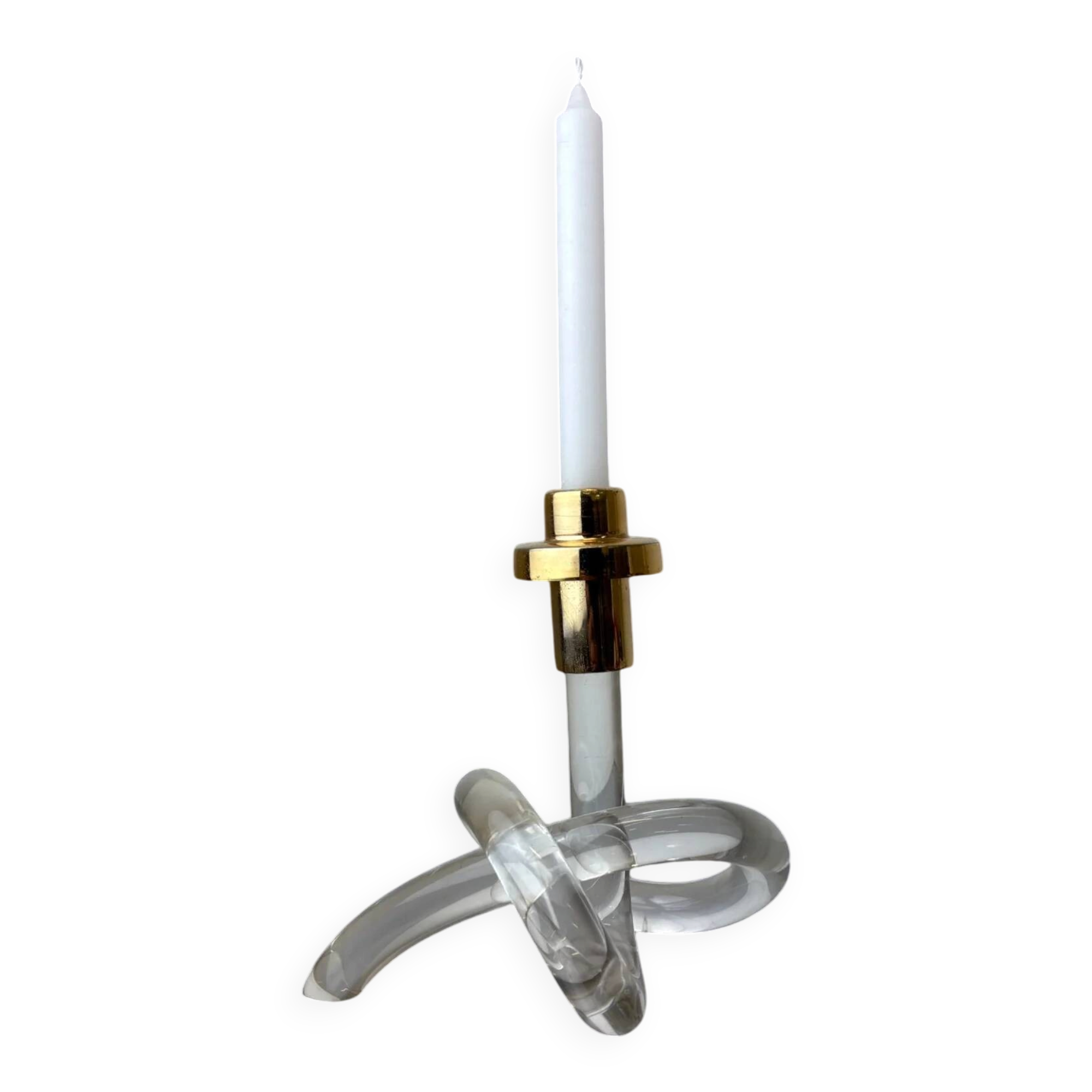 Pretzel candlestick by Dorothy Thorpe in lucite, circa 1970s
