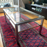 Coffee table in bronze, steel and glass from the 1970s