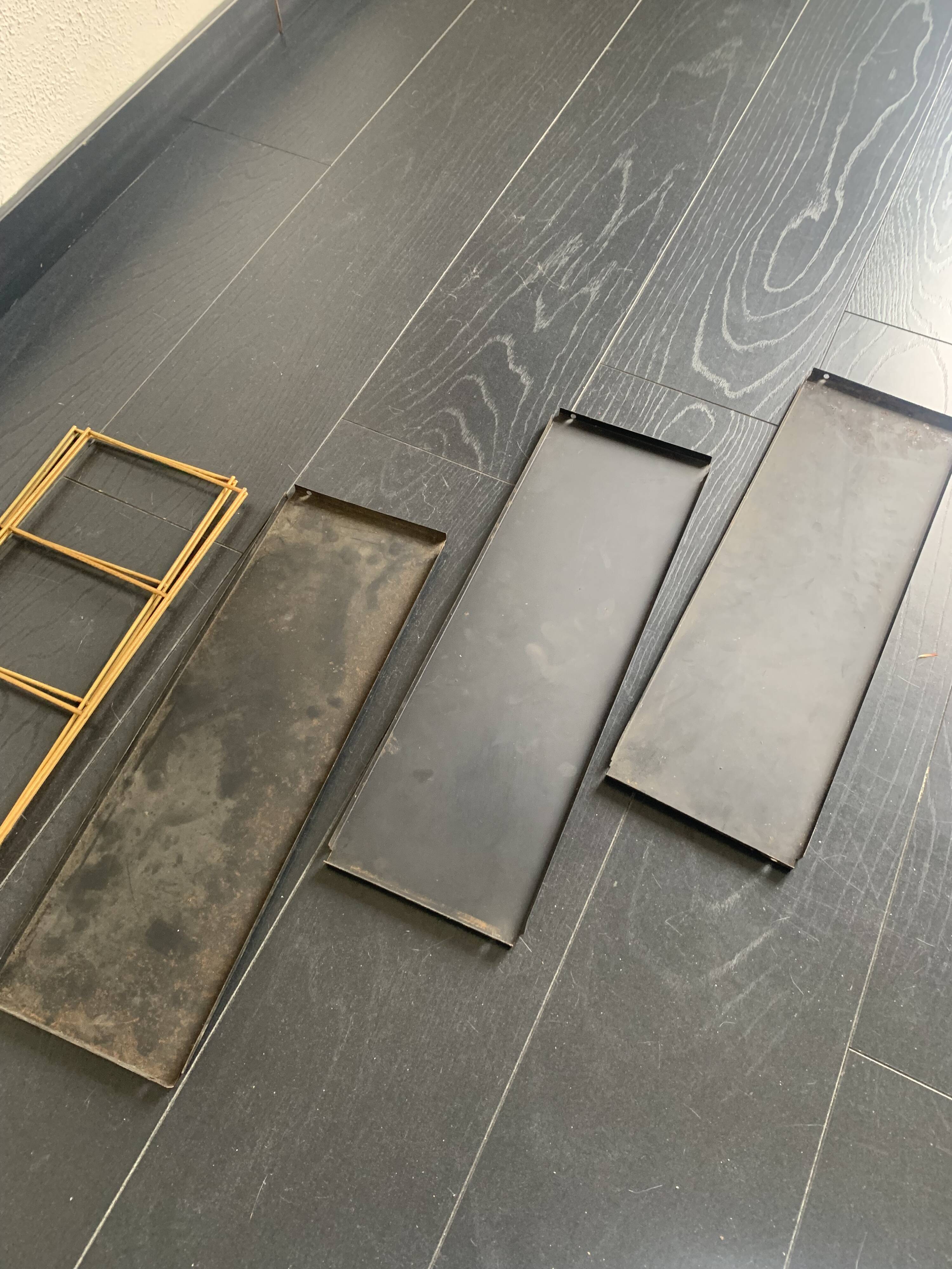 Vintage 1960 String wall shelf black and gold - 60 x 48 cm