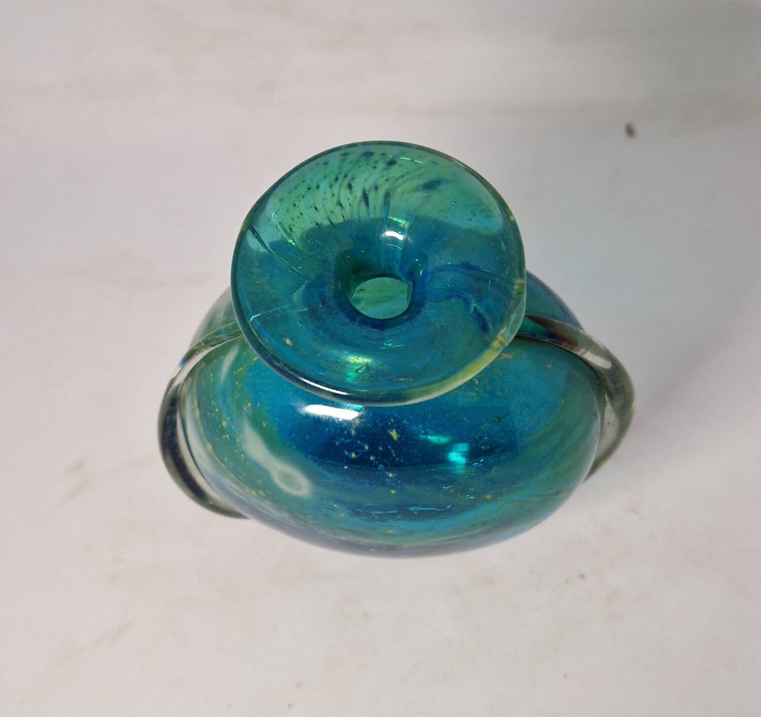 Blue vase signed MDINA Michael Harris