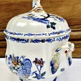 Gien sugar bowl rooster and peonies model 1938 1960