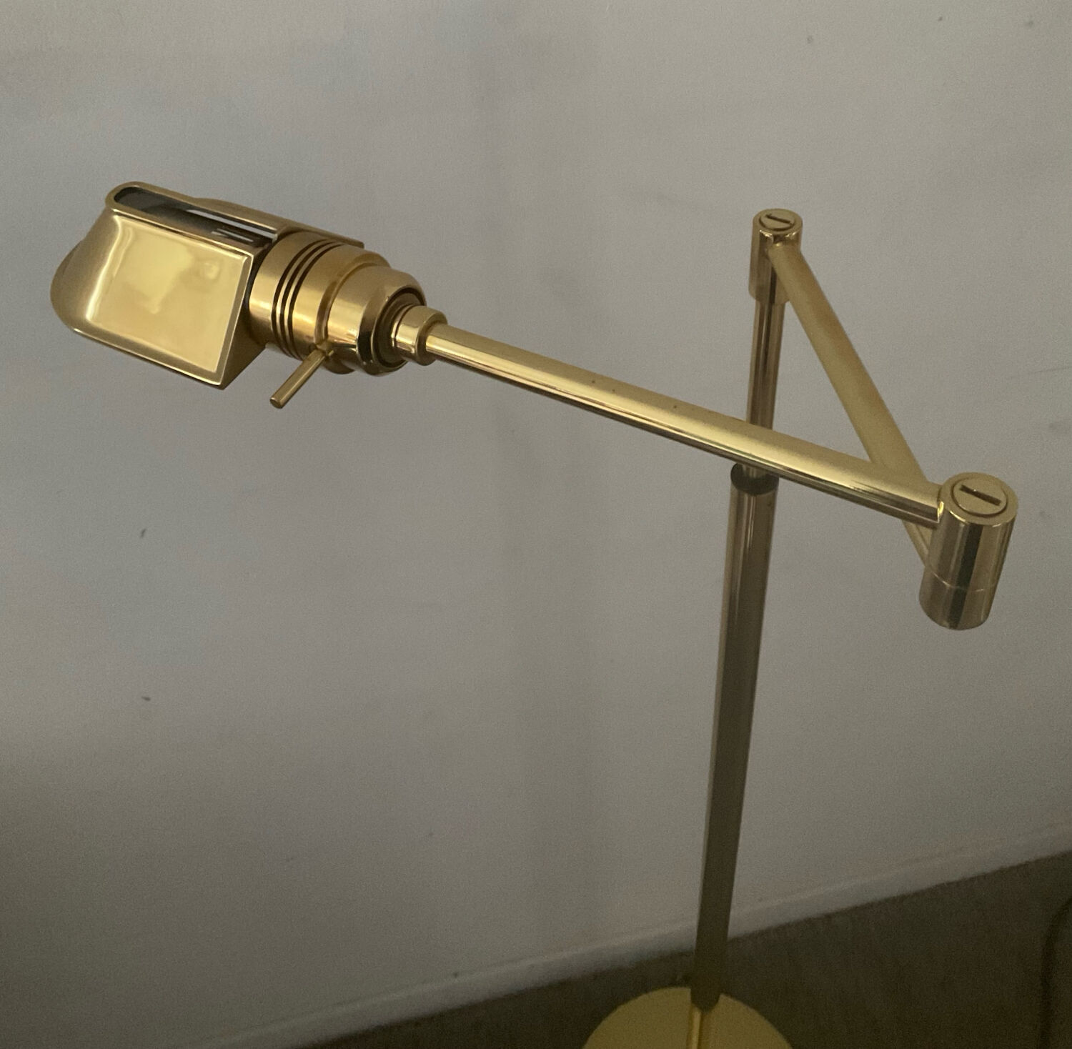 Brass reading floor lamp from the 1970s