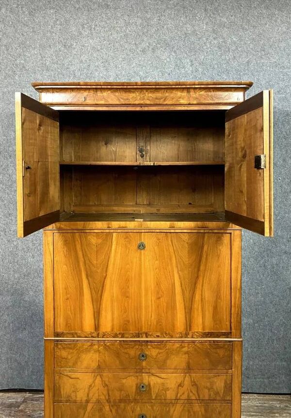 Cabinet secrétaire époque Louis Philippe - Charles X en noyer blond