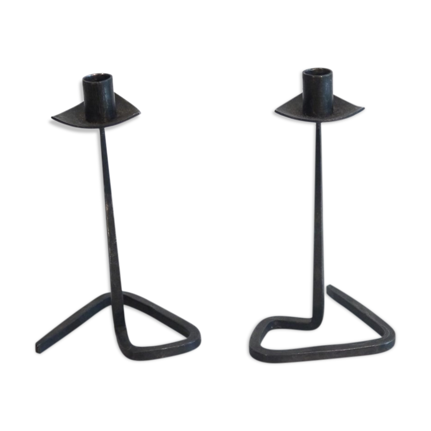 Pair of wrought iron candle holders 1960