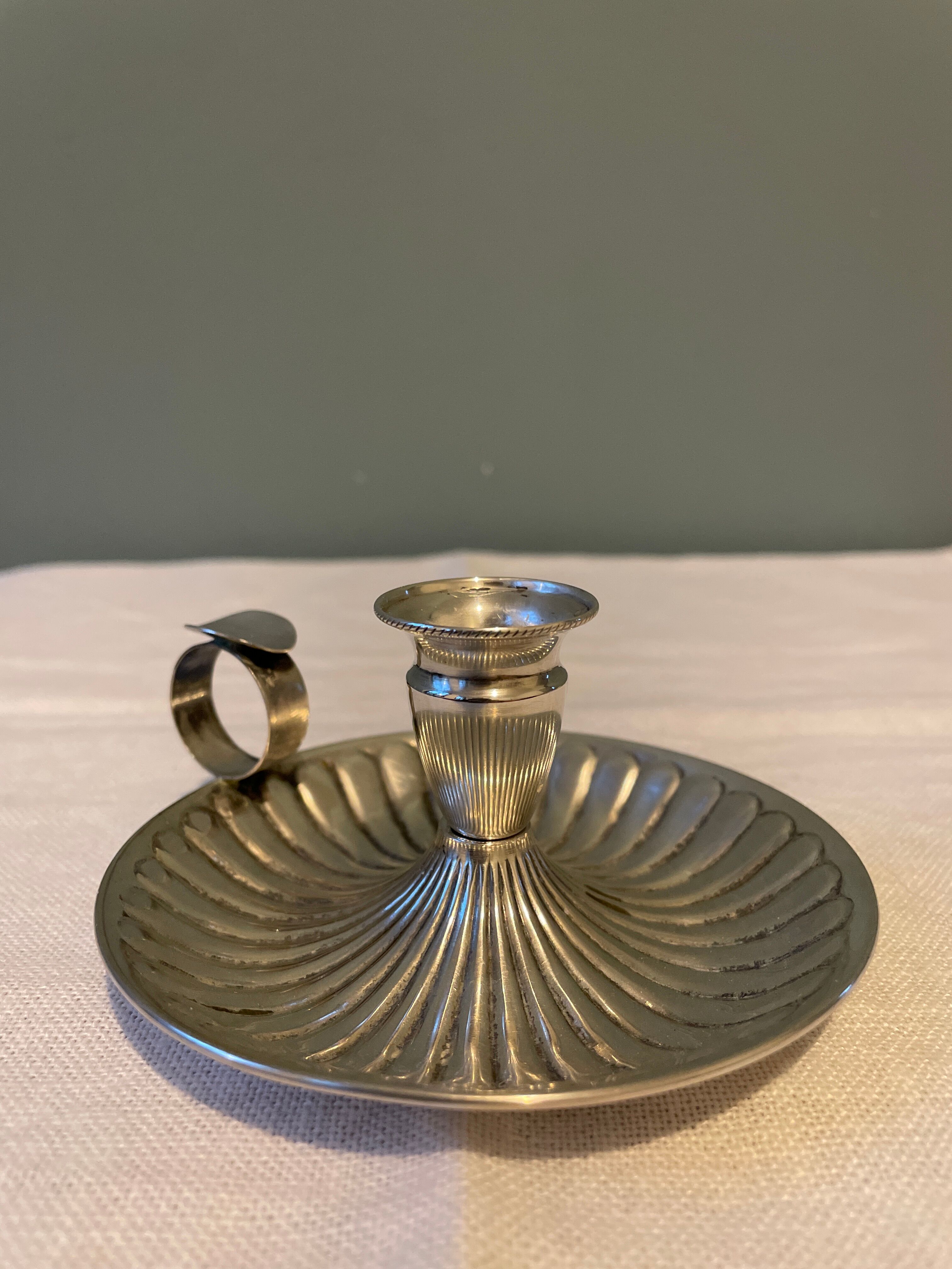 Solid silver hand candle holder