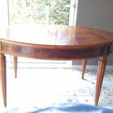 Oval table with medallion in mahogany speckled mahogany Louis XVI