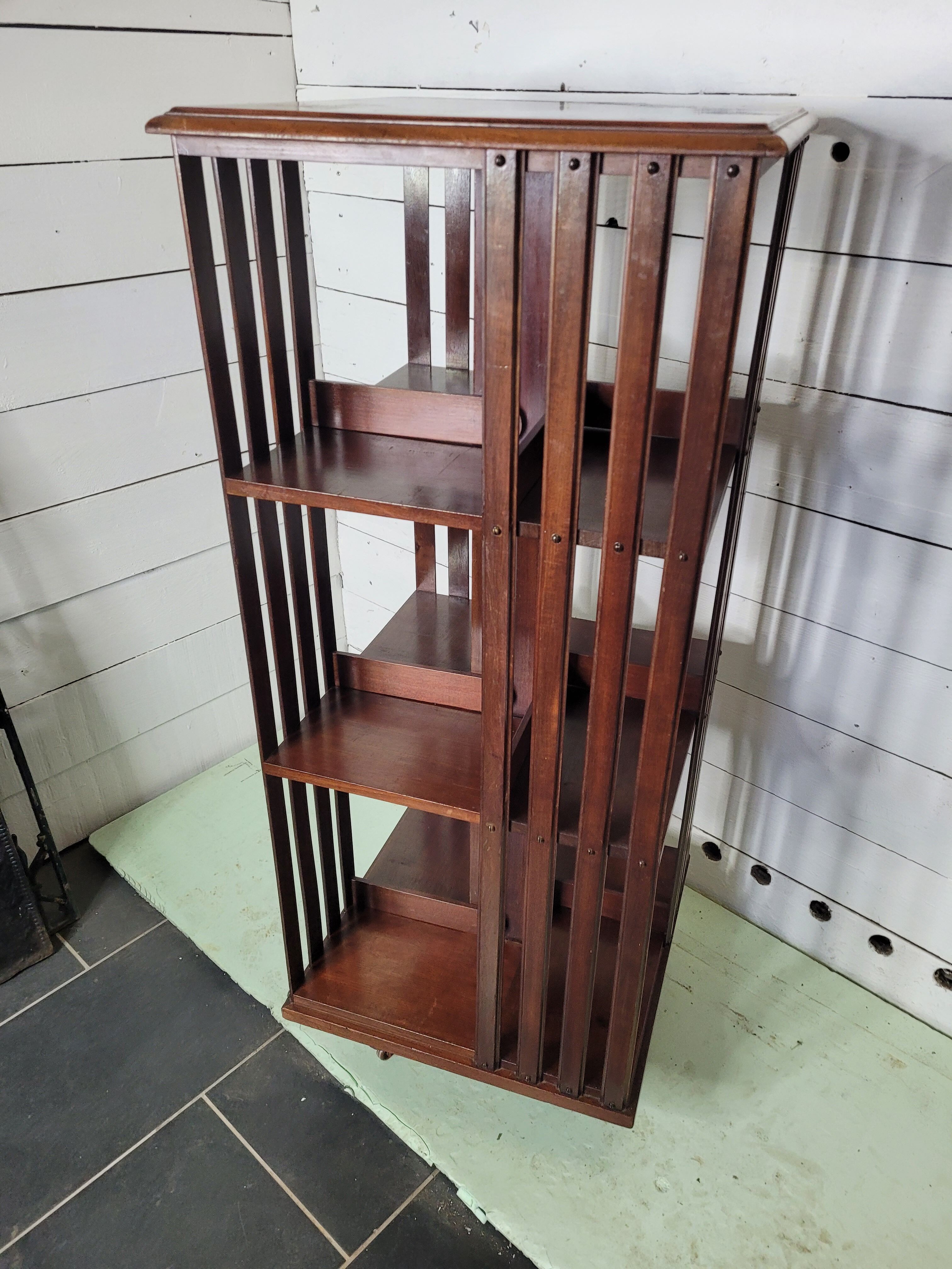 Mahogany revolving bookcase