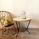 Coffee table in rattan and black metal 1960