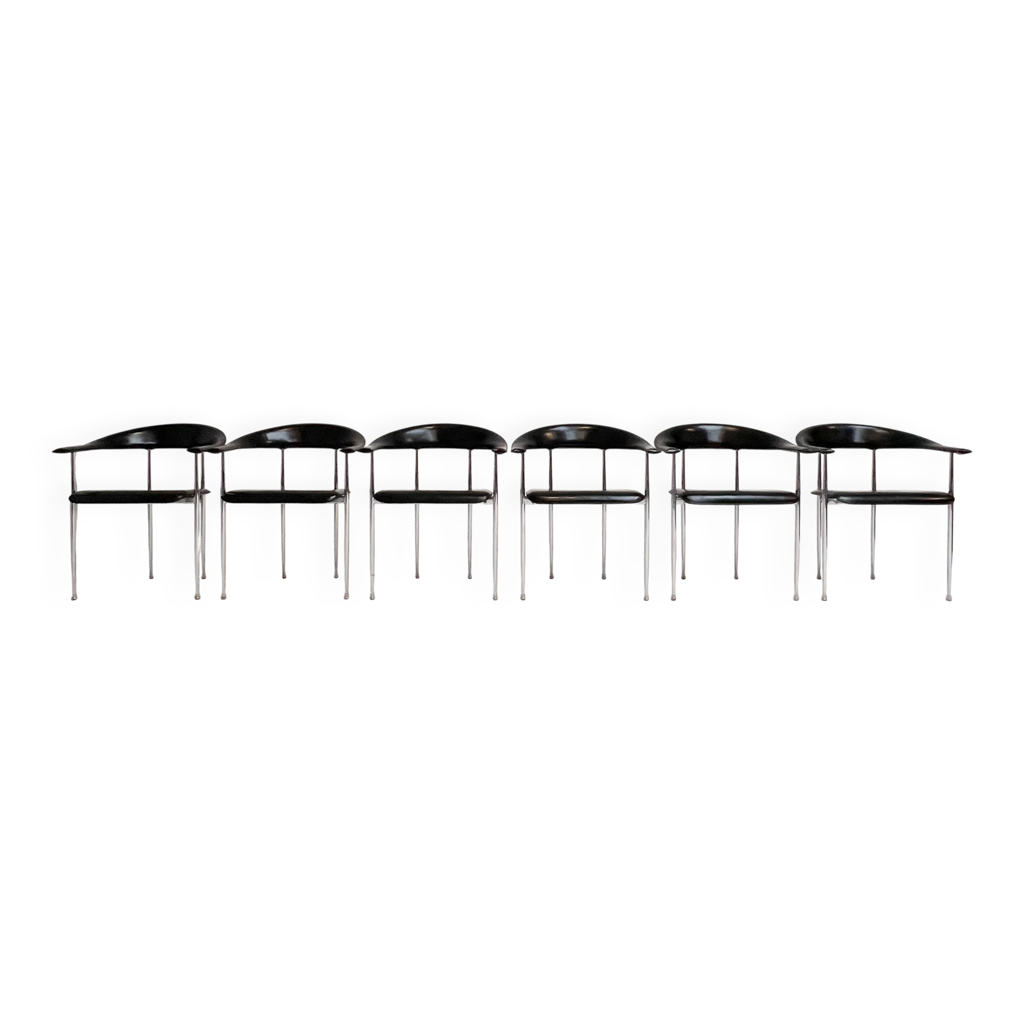 Ensemble de 6 chaises P40 de Giancarlo Vegni pour Fasem, années 1980