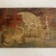 Small old signed painting, scene of cats, oil on panel, 1900