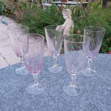 5 champagne flutes engraved 50s
