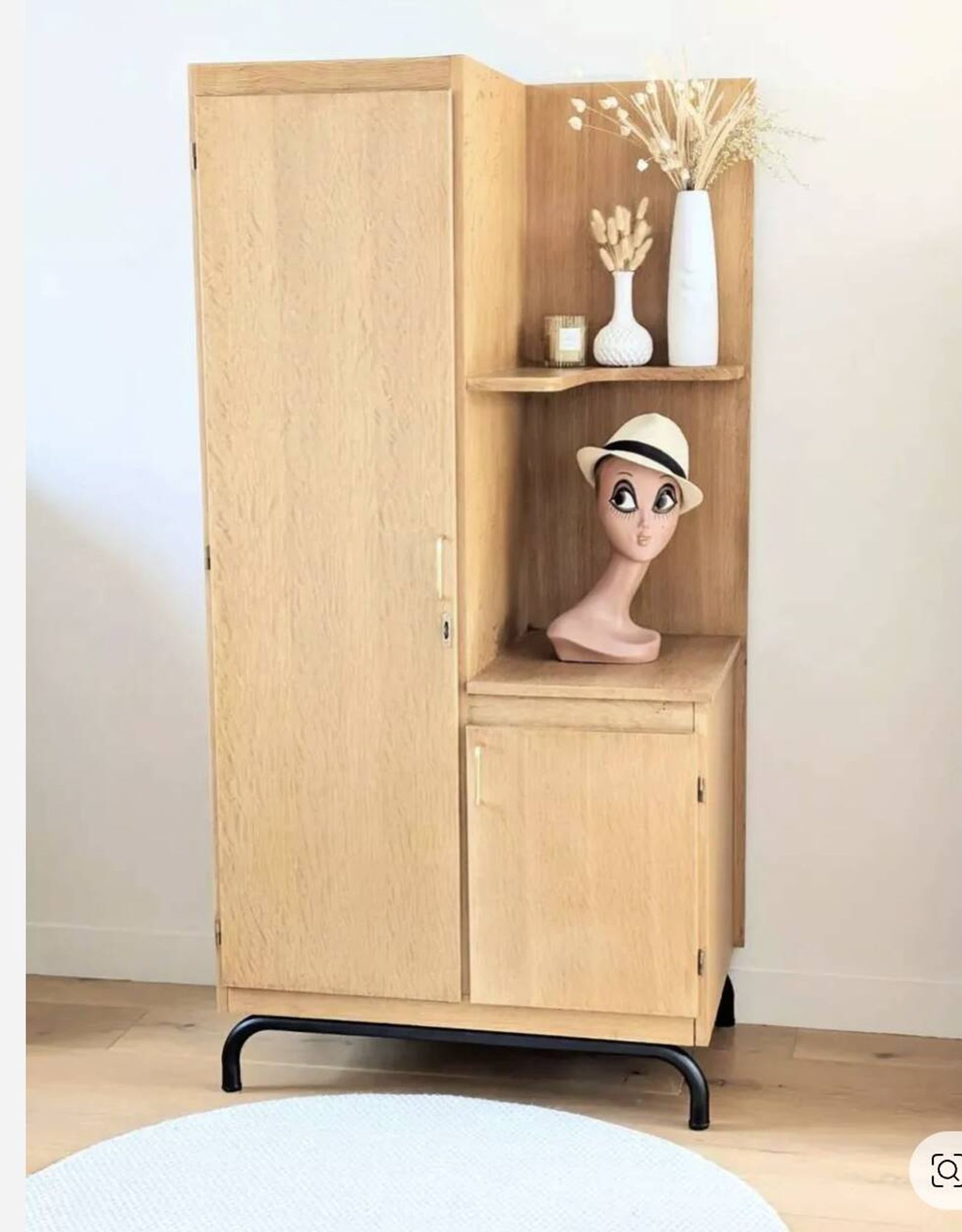 Asymmetrical vintage wardrobe renovated oak