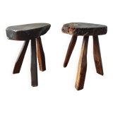 Pair of brutalist tripod stools 1960