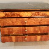 Restoration period commode with walnut burl, marble top.