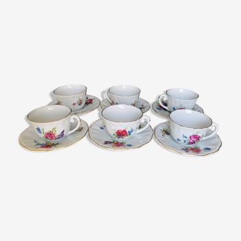 Set of six Keller Guerin porcelain coffee cups