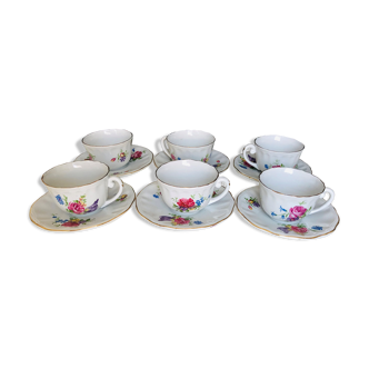 Set of six Keller Guerin porcelain coffee cups