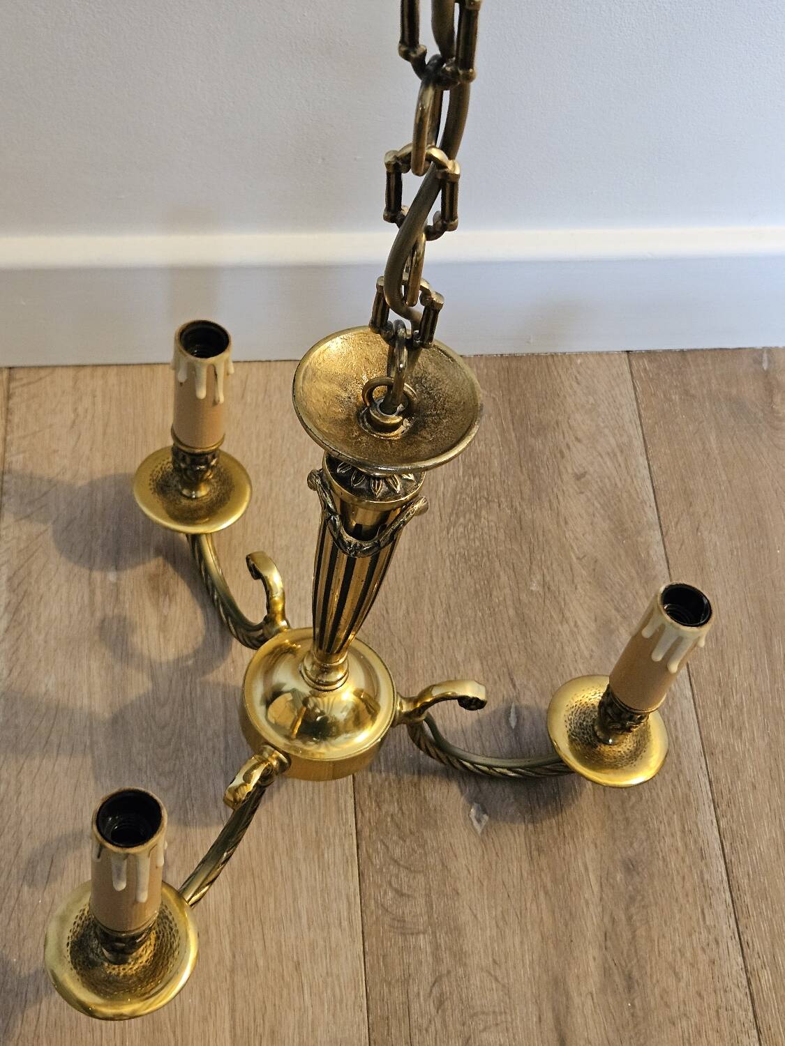 Louis XV style 3-light bronze chandelier