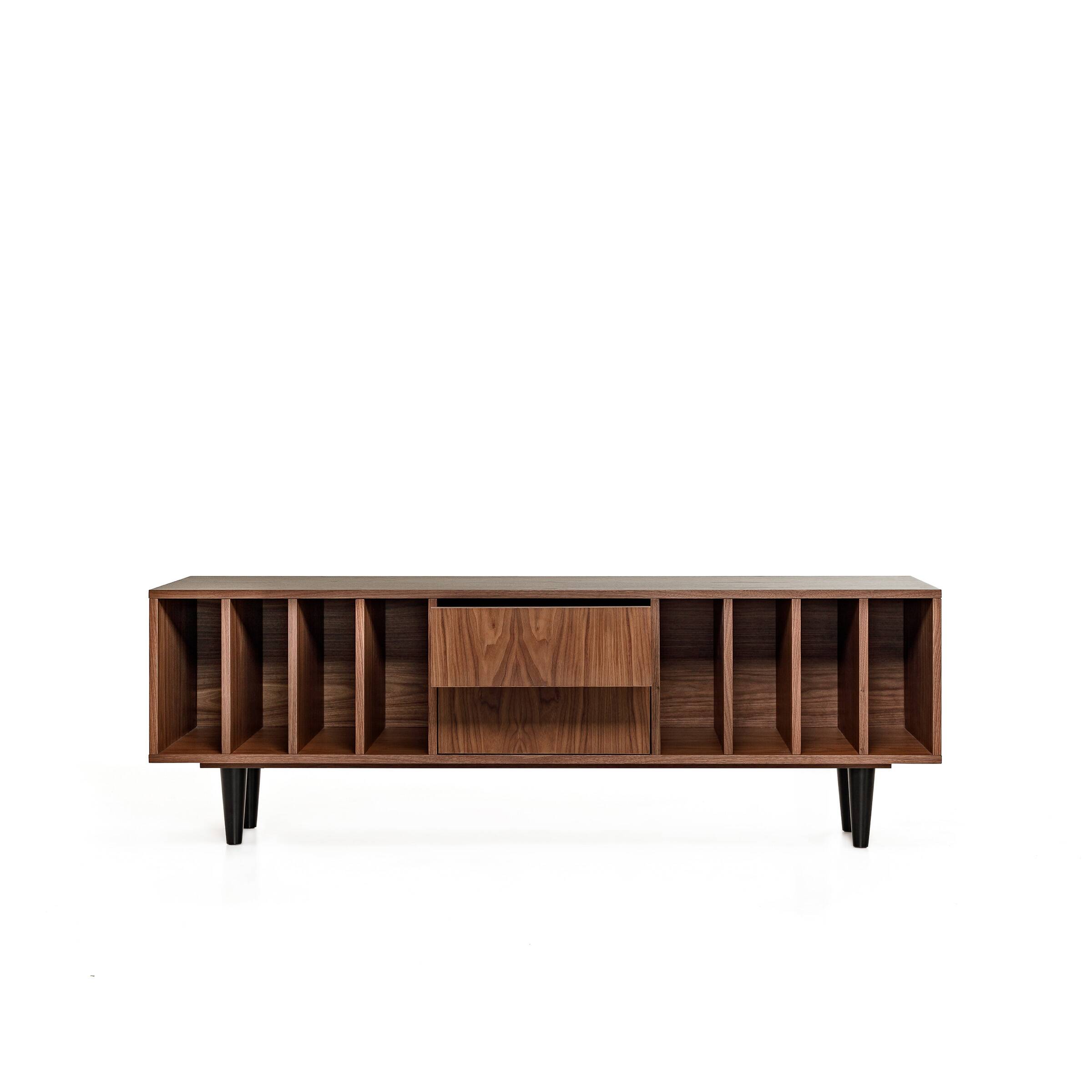 Vinyl Record Storage Cabinet Walnut "Nolana"