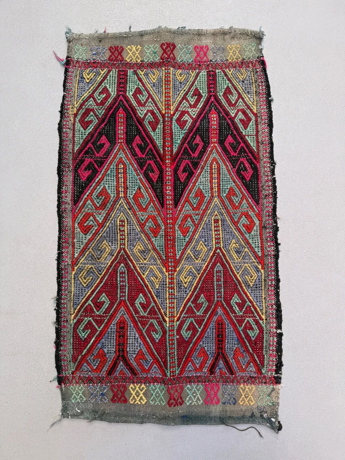 Vintage Turkish mini kilim 45x80 cm wool small kelim runner, shabby chic 2576