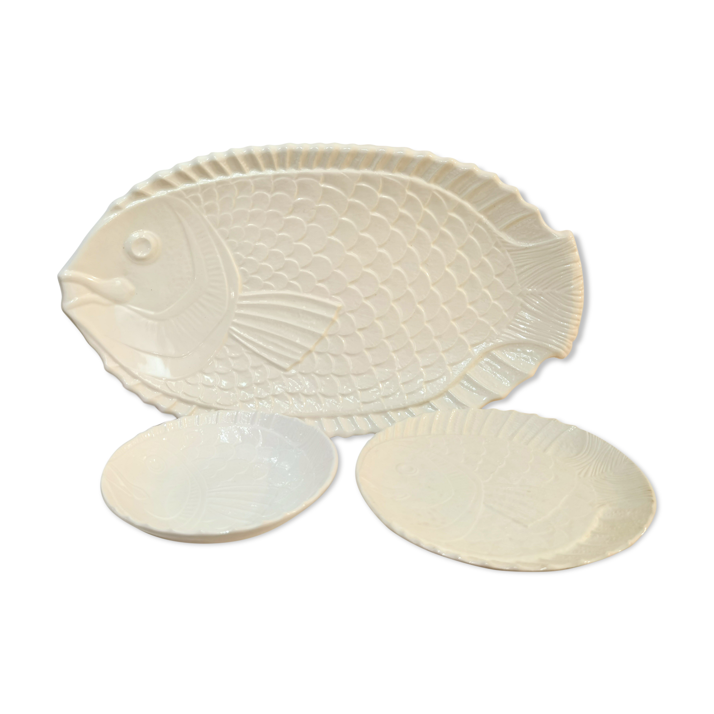 Sarreguemines Fish Service, lots of 23 pieces