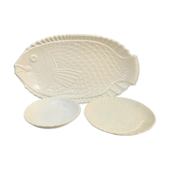 Sarreguemines Fish Service, lots of 23 pieces