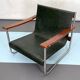 Fauteuil lounge vintage italien chrome et cuir des années 60