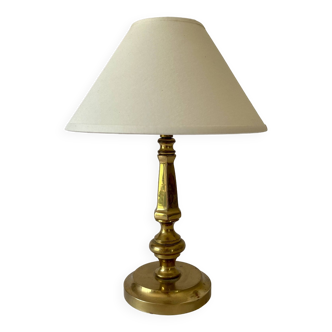 Brass lamp, new 2 M fabric cable, new cotton lampshade
