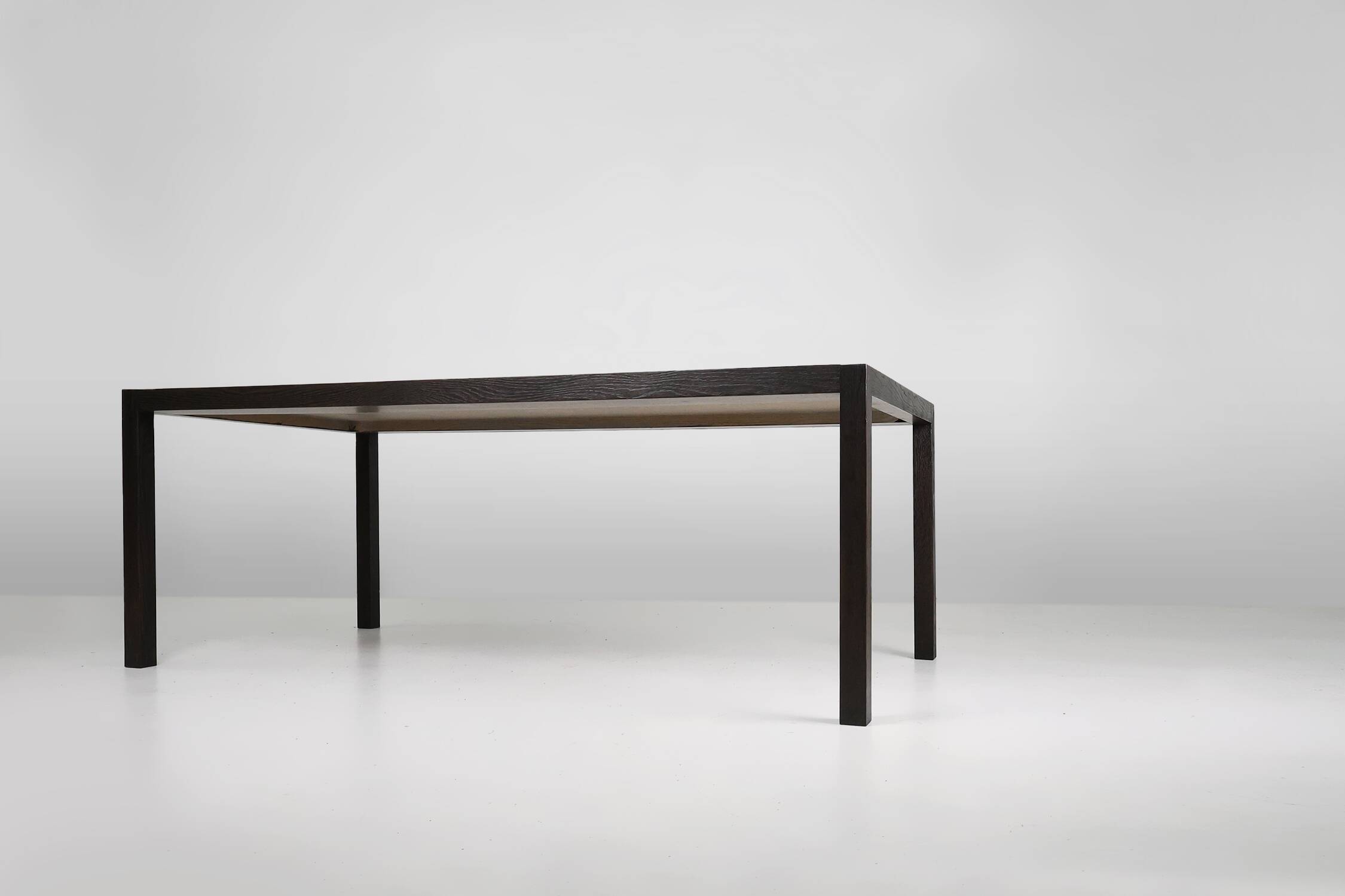 Large Vintage dinner table in blackened oak, Belgium ca. 1980