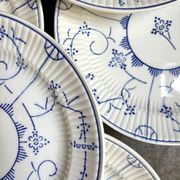 6 flat plates Boch La Louvière in blue glazed earthenware, "Copenhagen" service - 1920s-30s
