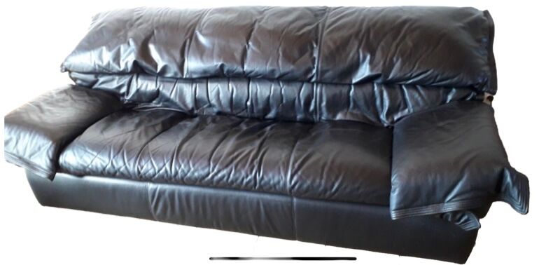 Ligne Roset black leather sofa