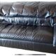 Ligne Roset black leather sofa
