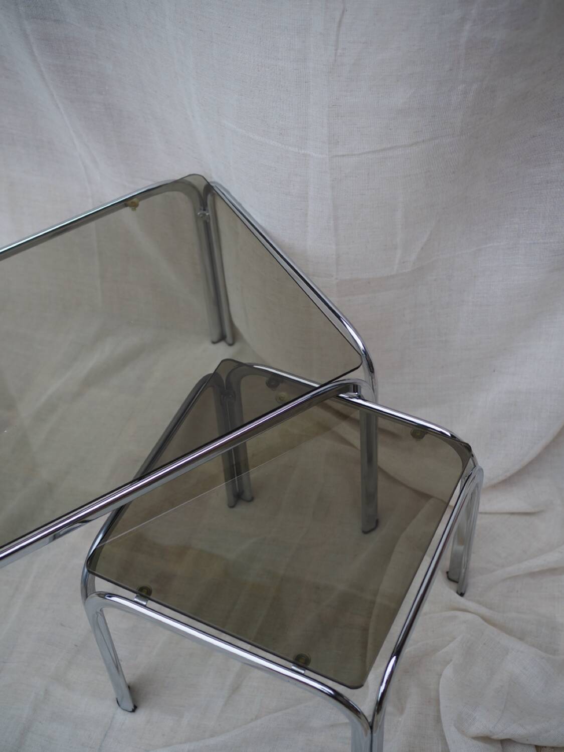 Chrome metal coffee table set